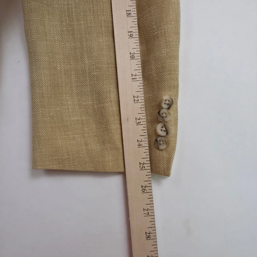 Savile Row London Sport Coat Mens 46R Tan Herringbone Blazer Quiet Luxury Preppy